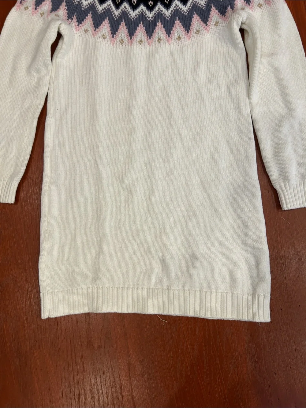 Gymboree Cream Fair Isle Yoke Sweater Dress with Pink, Navy & Gray Accents